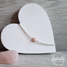 Load image into Gallery viewer, Rose Quartz oval crystal Sterling Silver bracelet
