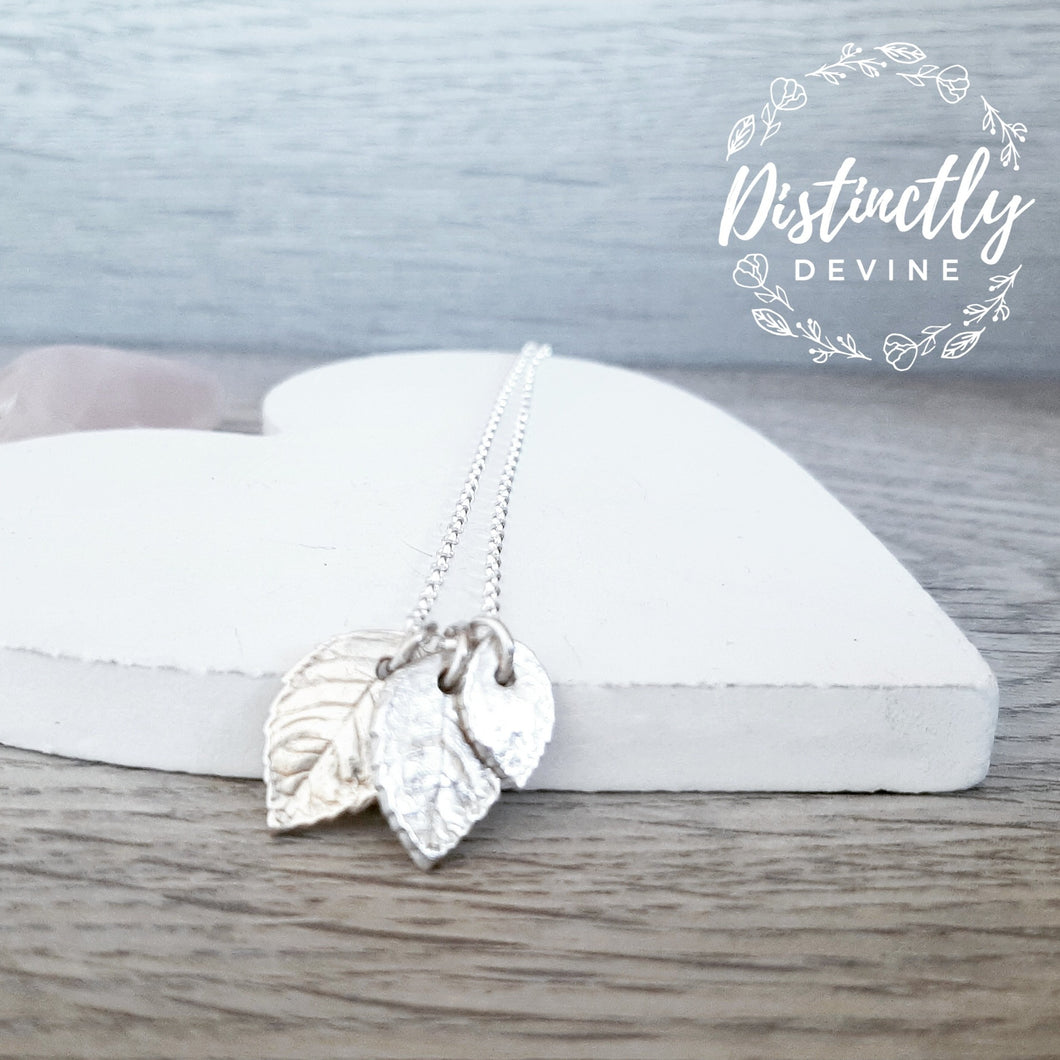 Leaf Charm Necklace Duo or Trio